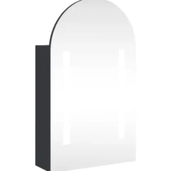 vidaXL - Badkamerkast met spiegel en LED gebogen 42x13x70 cm grijs