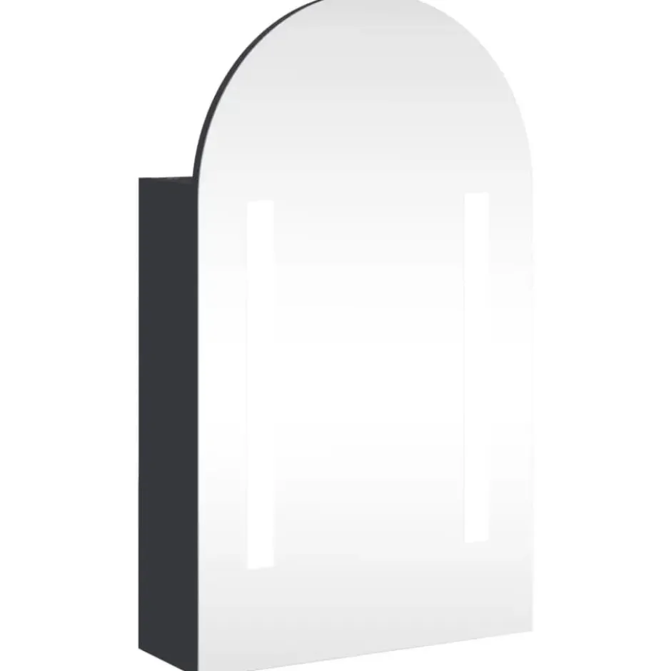 vidaXL - Badkamerkast met spiegel en LED gebogen 42x13x70 cm grijs