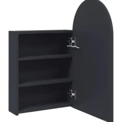 vidaXL - Badkamerkast met spiegel en LED gebogen 42x13x70 cm grijs