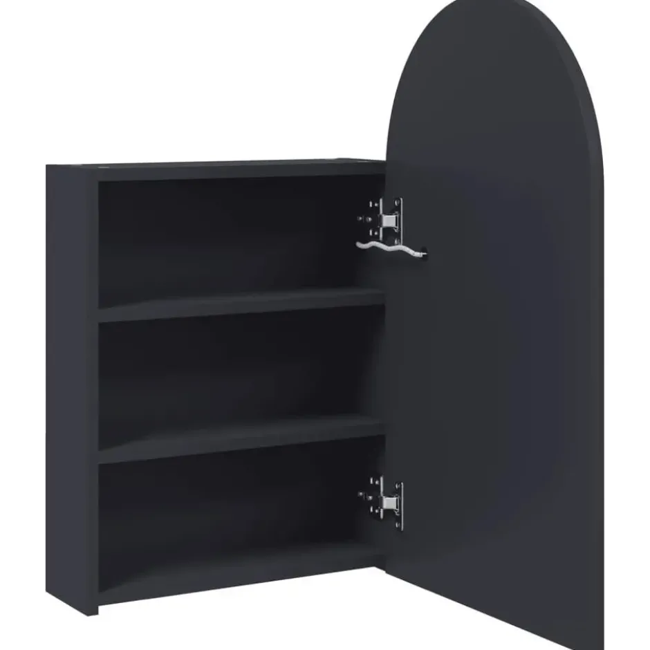 vidaXL - Badkamerkast met spiegel en LED gebogen 42x13x70 cm grijs