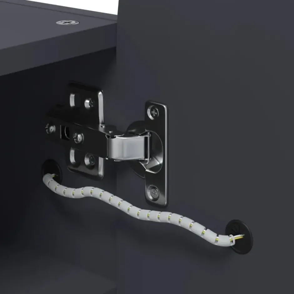 vidaXL - Badkamerkast met spiegel en LED gebogen 42x13x70 cm grijs