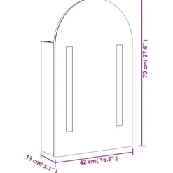 vidaXL - Badkamerkast met spiegel en LED gebogen 42x13x70 cm grijs