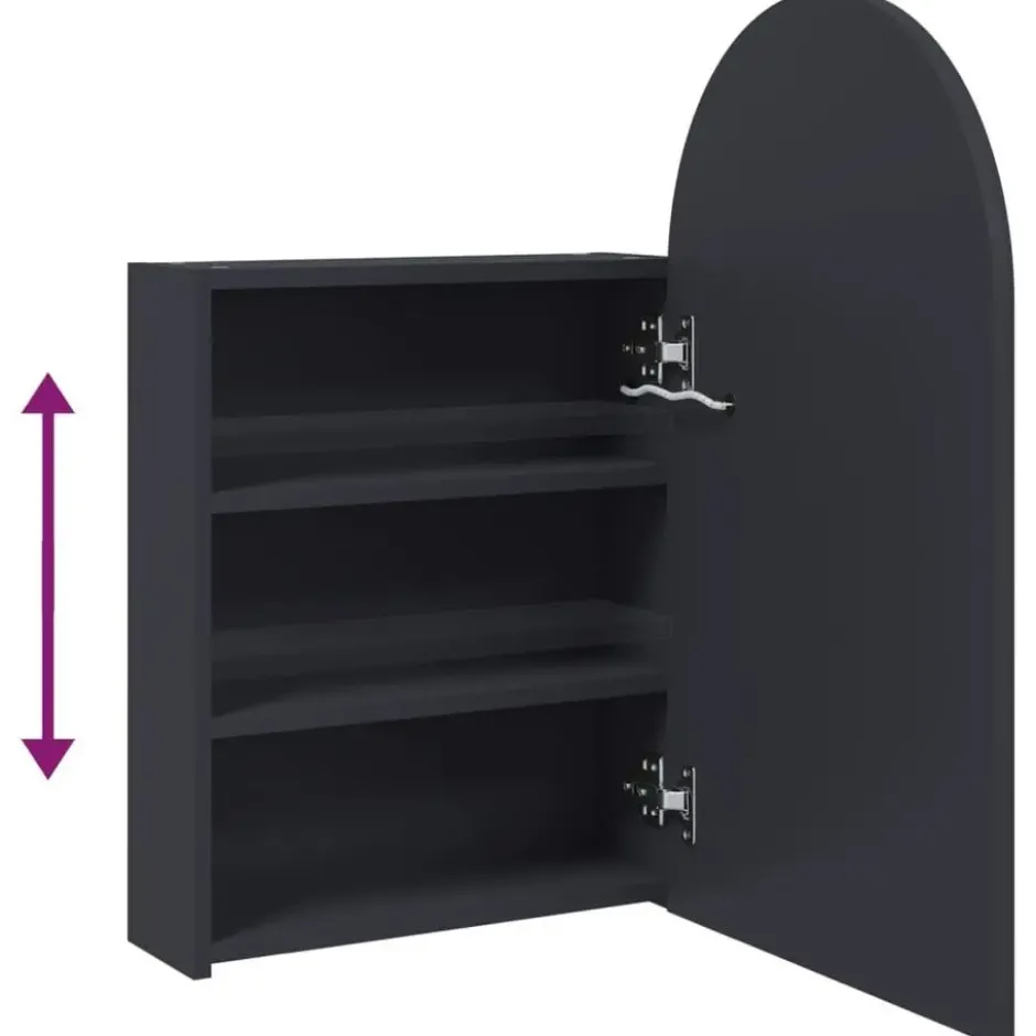 vidaXL - Badkamerkast met spiegel en LED gebogen 42x13x70 cm grijs
