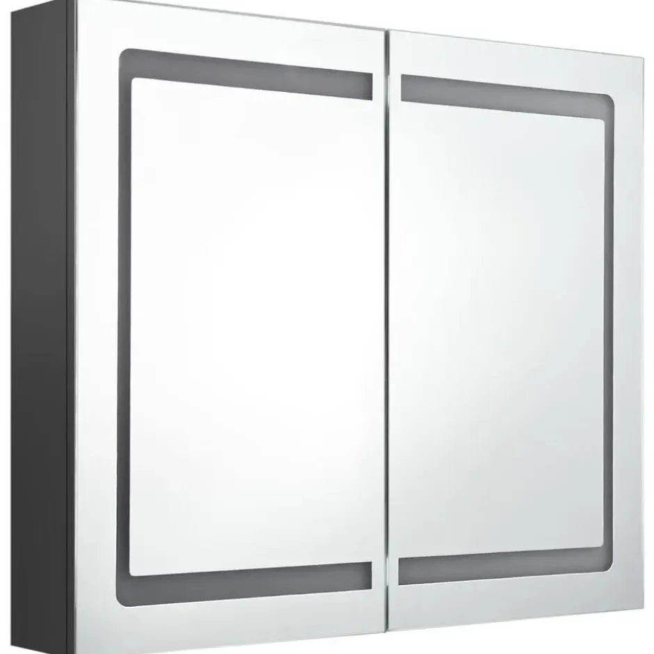vidaXL - Badkamerkast met spiegel en LED 80x12x68 cm grijs