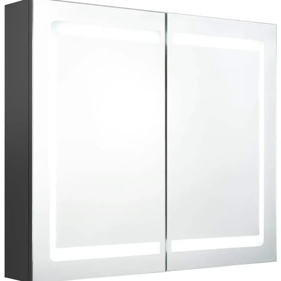 vidaXL - Badkamerkast met spiegel en LED 80x12x68 cm grijs