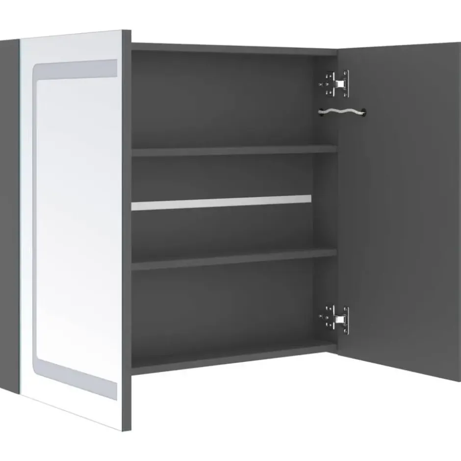 vidaXL - Badkamerkast met spiegel en LED 80x12x68 cm grijs
