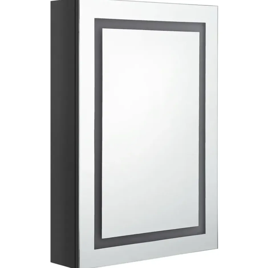 vidaXL Badkamerkast met spiegel LED 50x13x70 cm glanzend zwart