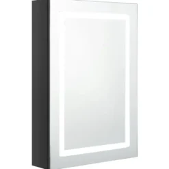 vidaXL Badkamerkast met spiegel LED 50x13x70 cm glanzend zwart