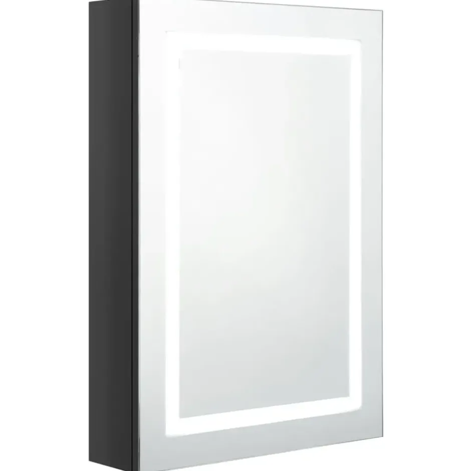 vidaXL Badkamerkast met spiegel LED 50x13x70 cm glanzend zwart