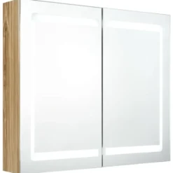 vidaXL - Badkamerkast met spiegel en LED 62x14x60 cm betongrijs