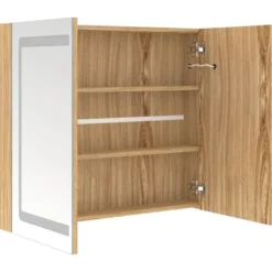 vidaXL - Badkamerkast met spiegel en LED 80x12x68 cm eikenkleurig