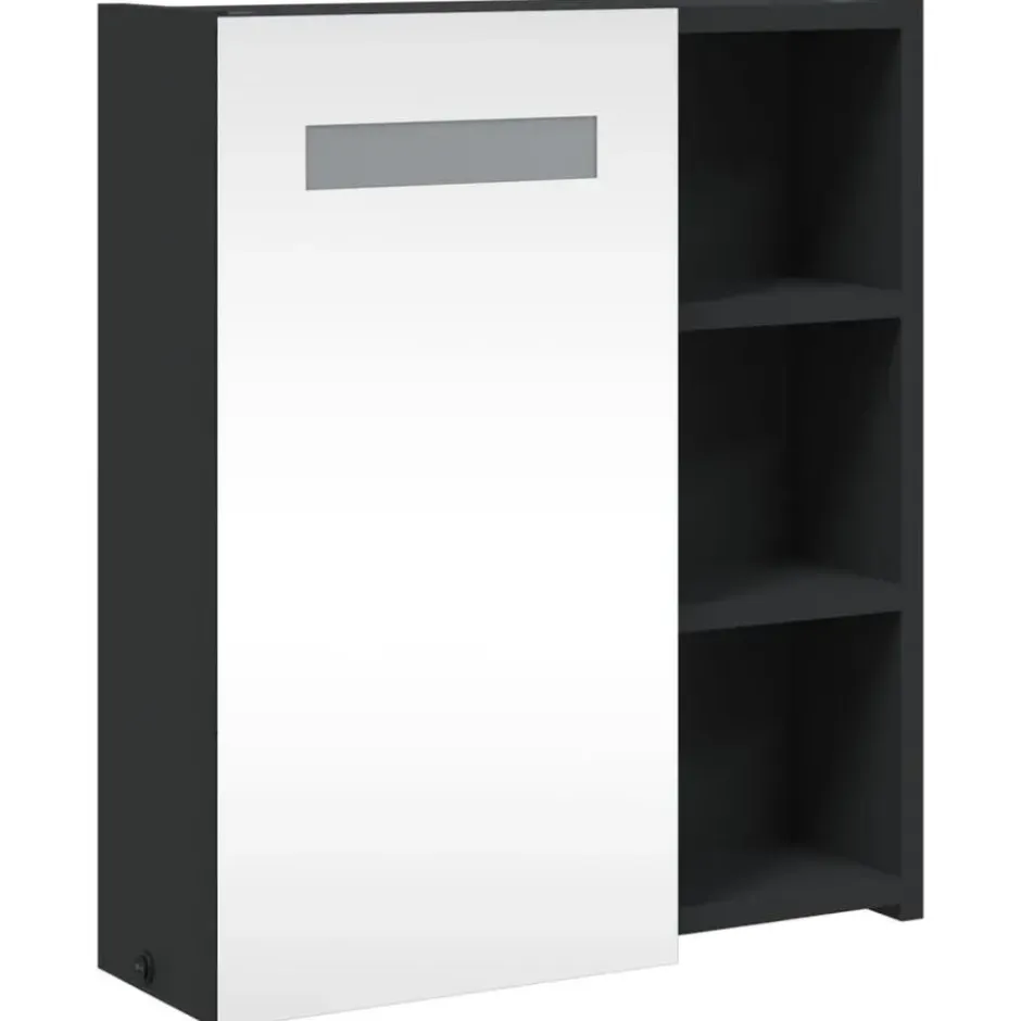 vidaXL - Badkamerkast met spiegel en LED 45x13x52 cm zwart