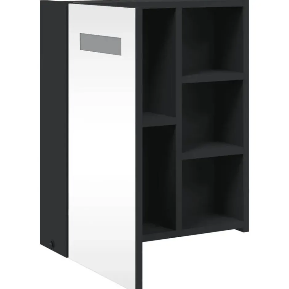vidaXL - Badkamerkast met spiegel en LED 45x13x52 cm zwart