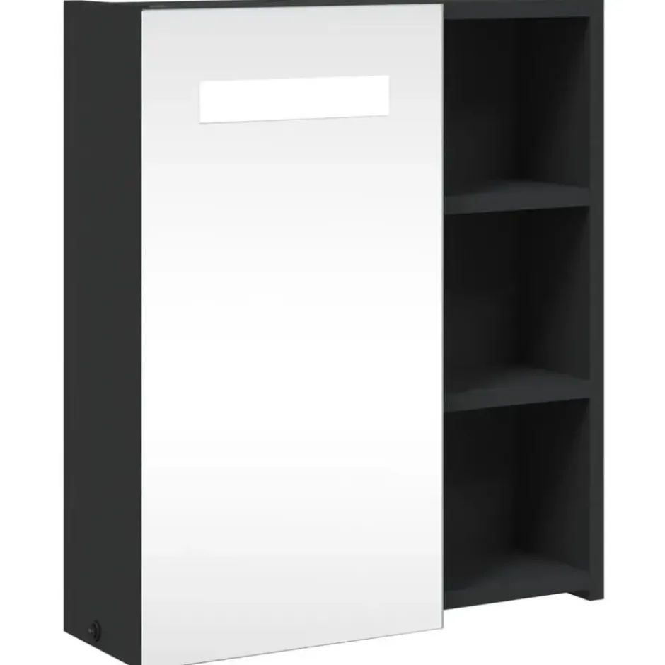 vidaXL - Badkamerkast met spiegel en LED 45x13x52 cm zwart