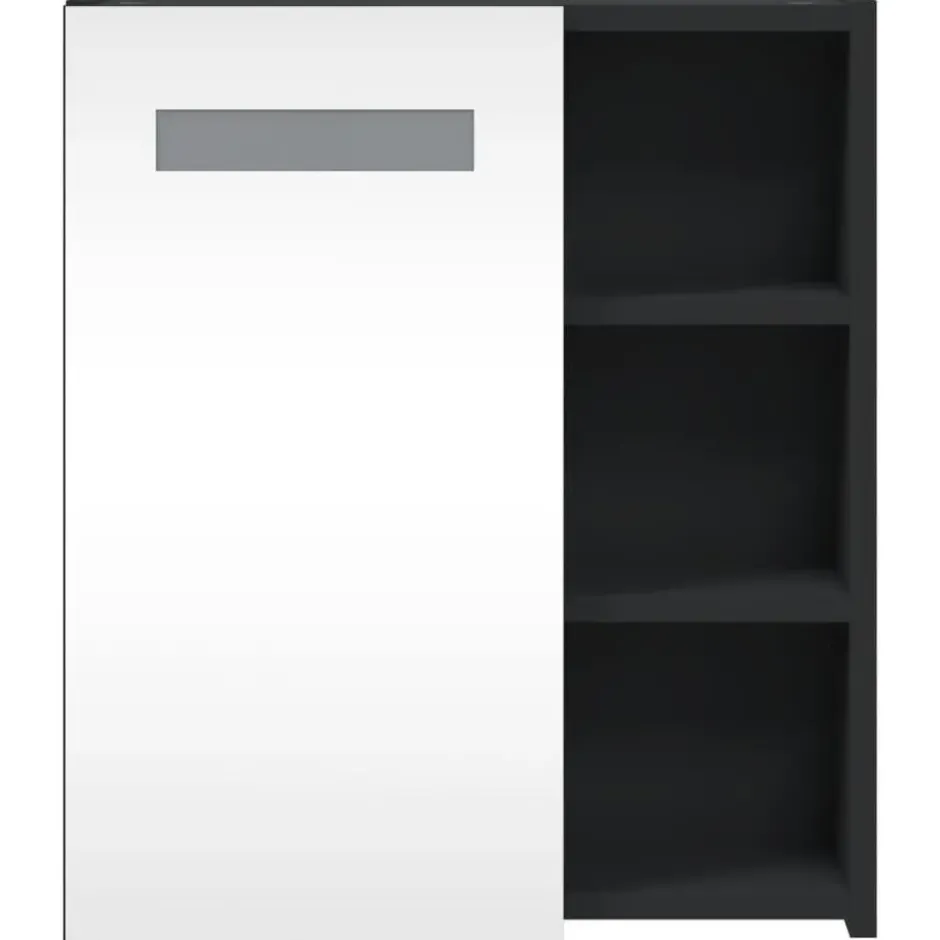 vidaXL - Badkamerkast met spiegel en LED 45x13x52 cm zwart