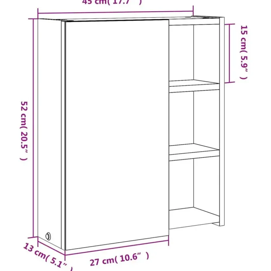 vidaXL - Badkamerkast met spiegel en LED 45x13x52 cm zwart