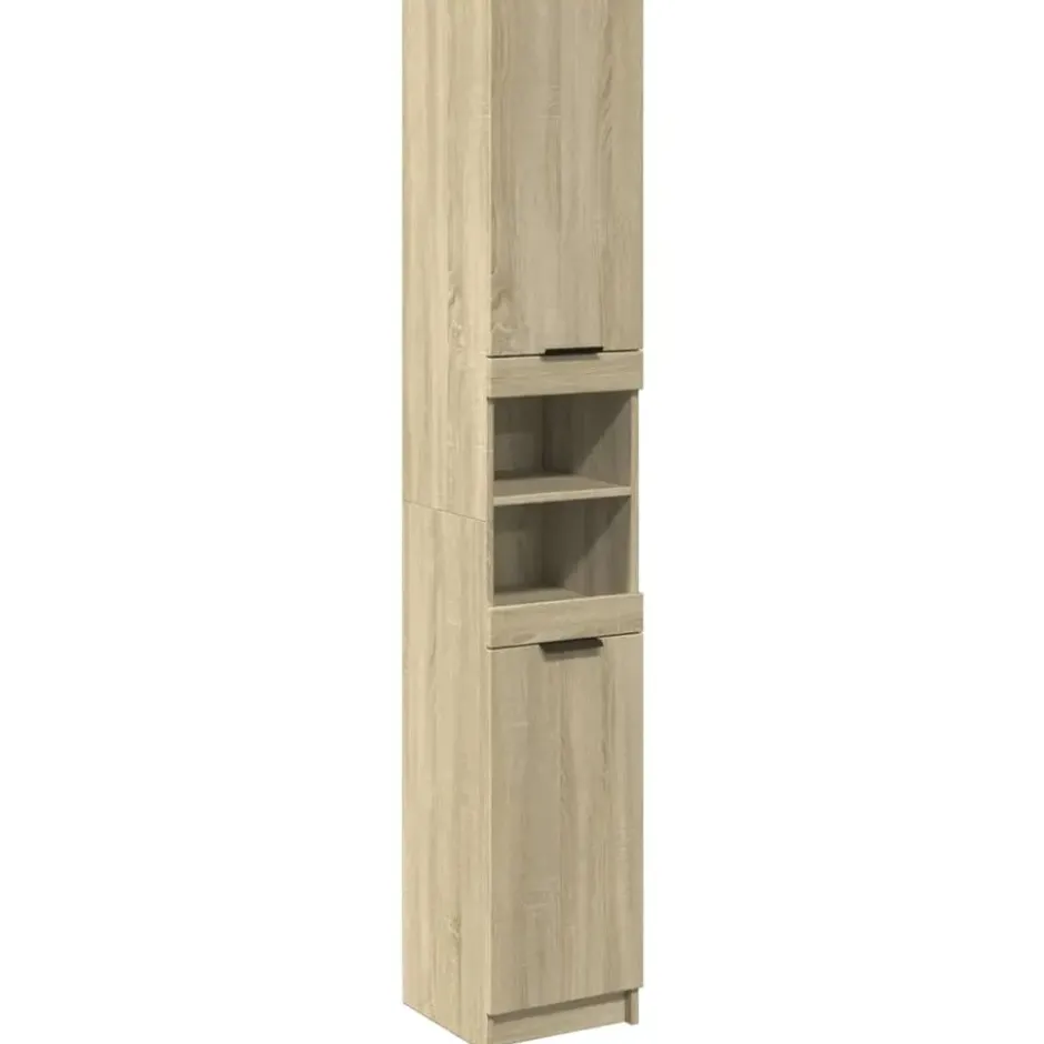 vidaXL Badkamerkast – Sonoma Eiken – Compact Design – Bewerkt Hout
