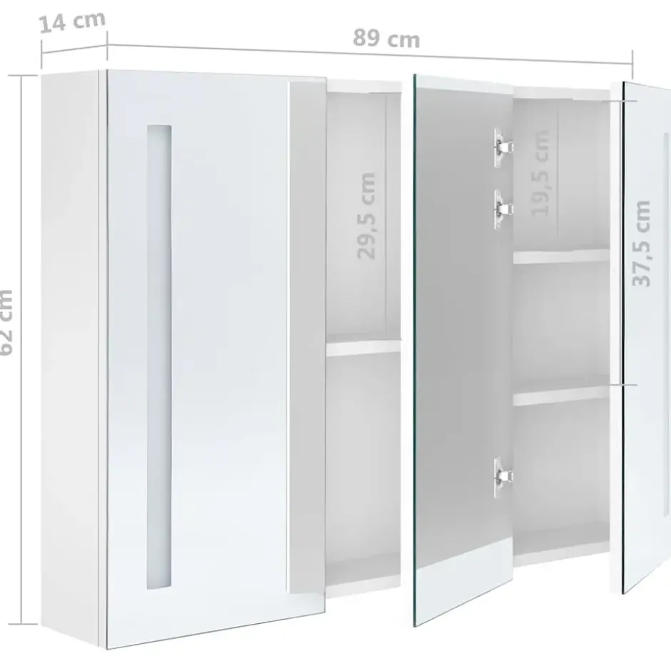 vidaXL - Badkamerkast - Wit - MDF - 89 x 14 x 62 cm