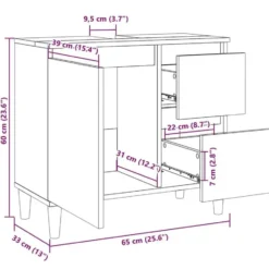 vidaXL - Badkamerkast 65x33x60 cm bewerkt hout gerookt eikenkleurig