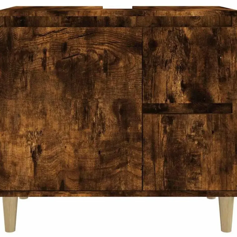 vidaXL - Badkamerkast 65x33x60 cm bewerkt hout gerookt eikenkleurig