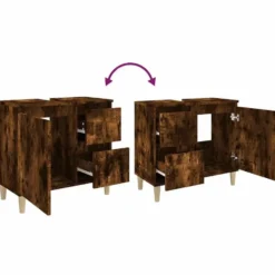 vidaXL - Badkamerkast 65x33x60 cm bewerkt hout gerookt eikenkleurig