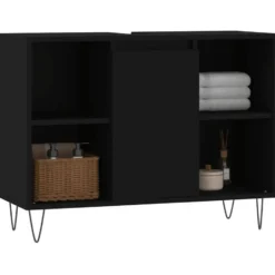 vidaXL - Badkamerkast 80x33x60 cm bewerkt hout zwart