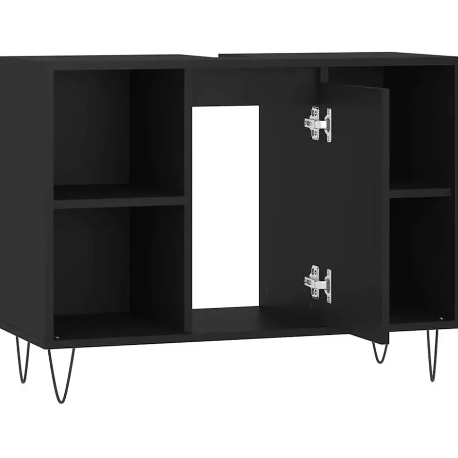 vidaXL - Badkamerkast 80x33x60 cm bewerkt hout zwart