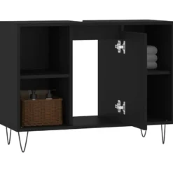 vidaXL - Badkamerkast 80x33x60 cm bewerkt hout zwart