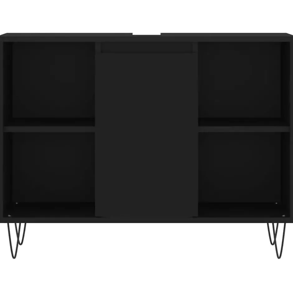 vidaXL - Badkamerkast 80x33x60 cm bewerkt hout zwart
