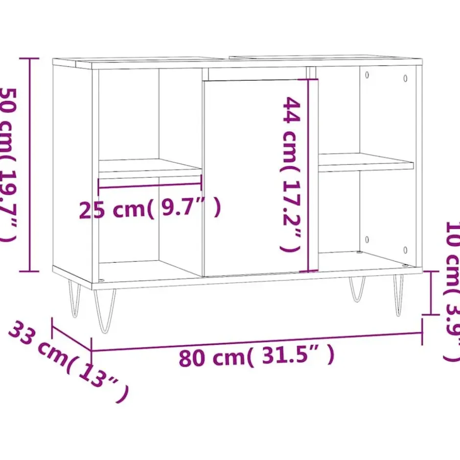 vidaXL - Badkamerkast 80x33x60 cm bewerkt hout zwart