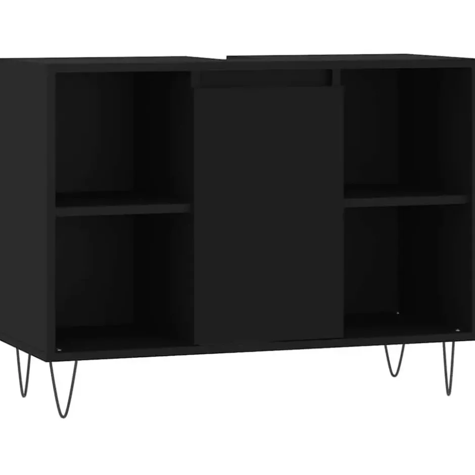 vidaXL - Badkamerkast 80x33x60 cm bewerkt hout zwart