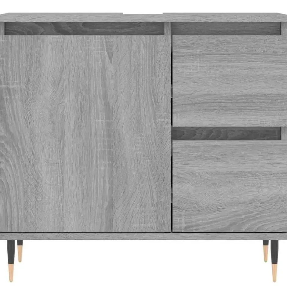 vidaXL - Badkamerkast 65x33x60 cm bewerkt hout grijs sonoma eikenkleurig