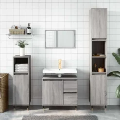 vidaXL - Badkamerkast 65x33x60 cm bewerkt hout grijs sonoma eikenkleurig