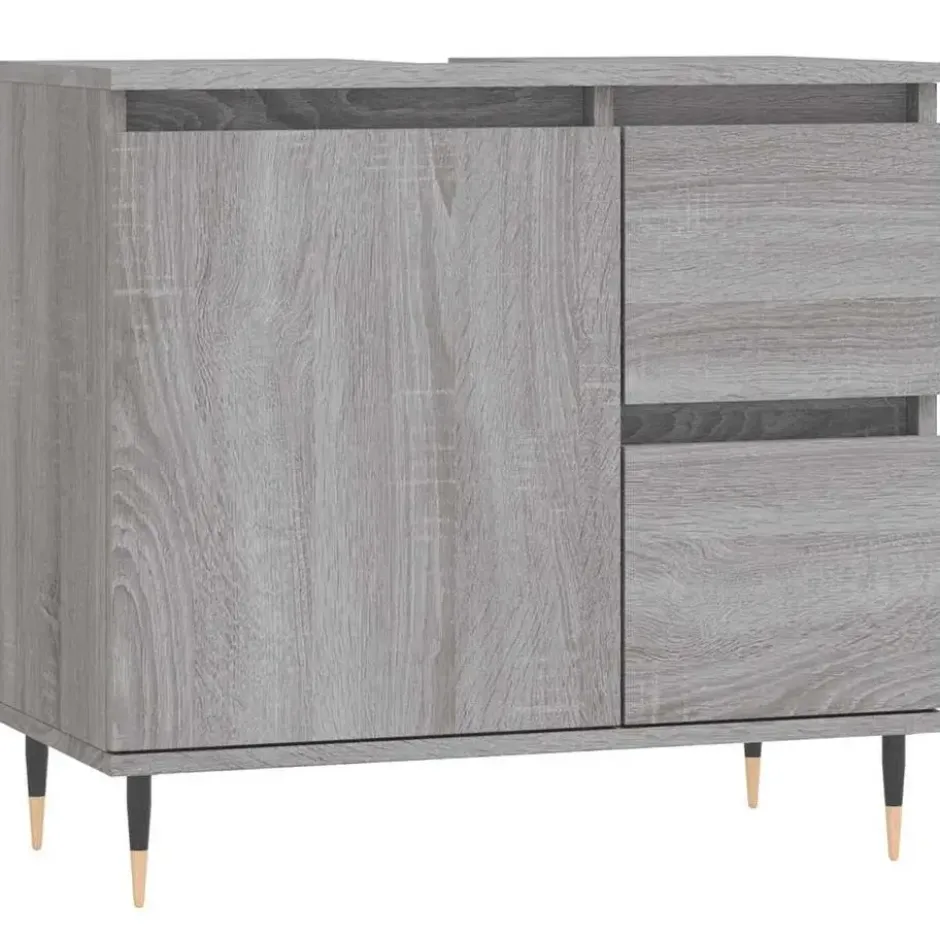 vidaXL - Badkamerkast 65x33x60 cm bewerkt hout grijs sonoma eikenkleurig
