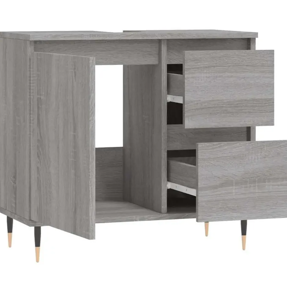 vidaXL - Badkamerkast 65x33x60 cm bewerkt hout grijs sonoma eikenkleurig
