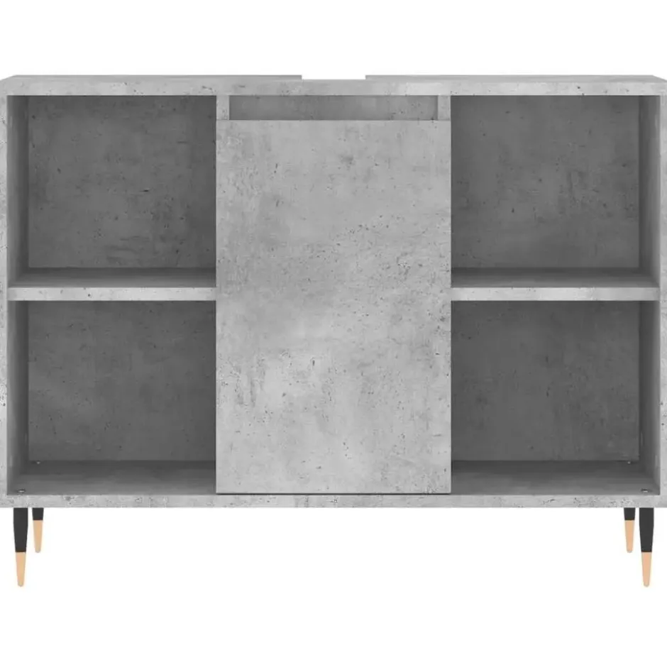 vidaXL - Badkamerkast 80x33x60 cm bewerkt hout betongrijs