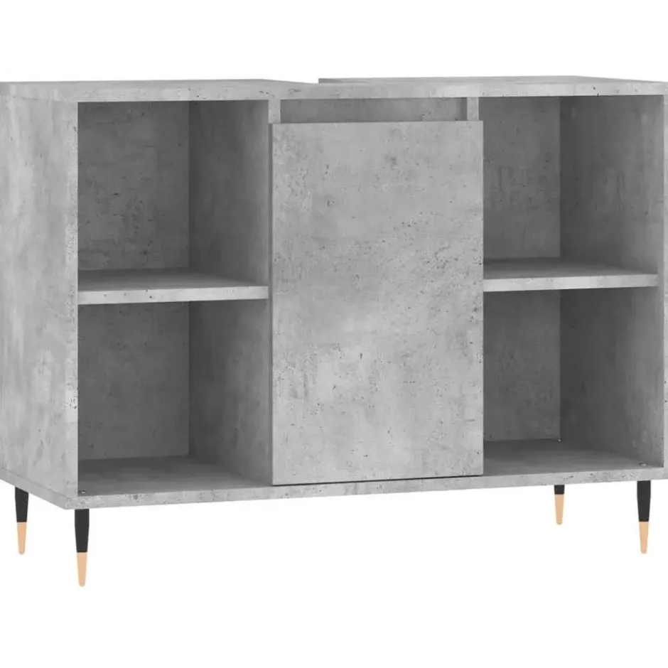 vidaXL - Badkamerkast 80x33x60 cm bewerkt hout betongrijs