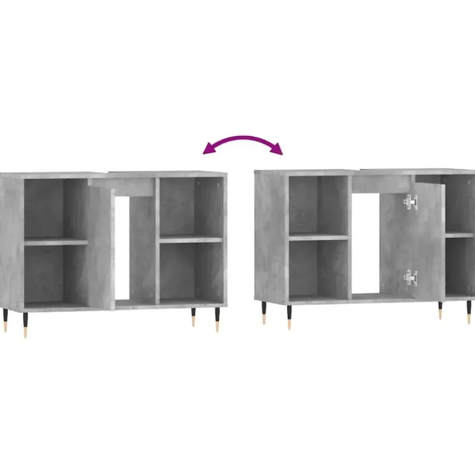 vidaXL - Badkamerkast 80x33x60 cm bewerkt hout betongrijs