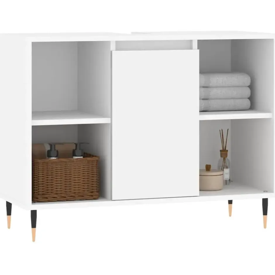 vidaXL - Badkamerkast 80x33x60 cm bewerkt hout wit