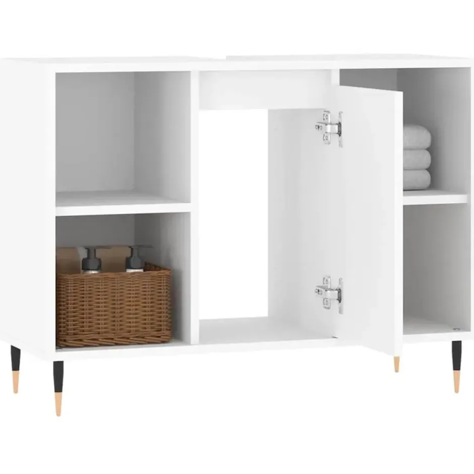 vidaXL - Badkamerkast 80x33x60 cm bewerkt hout wit
