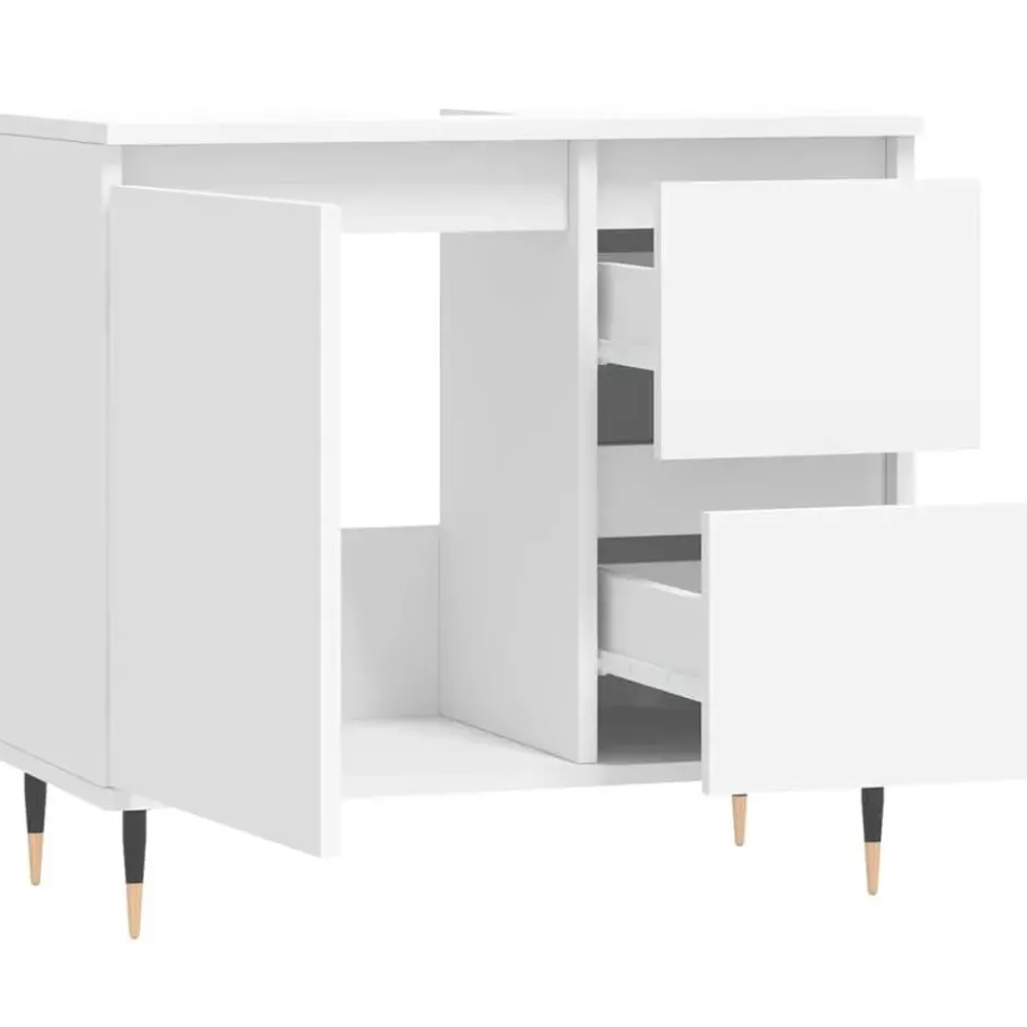 vidaXL - Badkamerkast 65x33x60 cm bewerkt hout wit