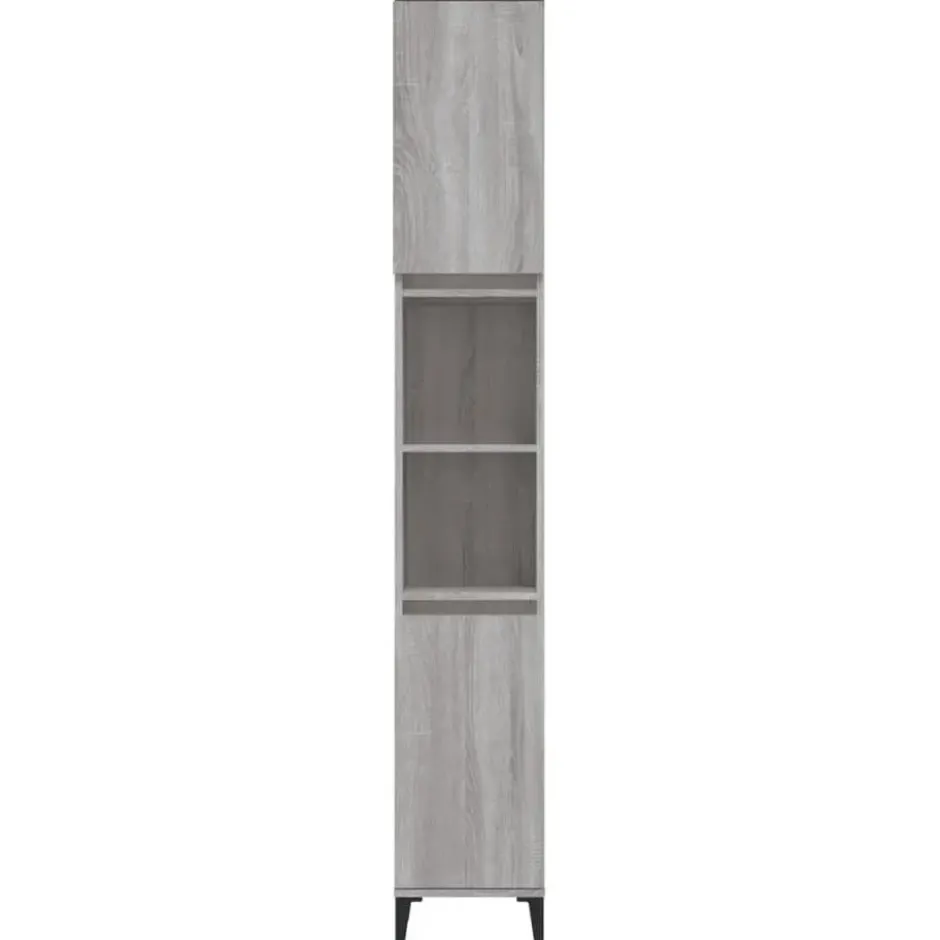 vidaXL - Badkamerkast 30x30x190 cm bewerkt hout grijs sonoma eikenkleur