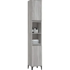 vidaXL - Badkamerkast 30x30x190 cm bewerkt hout grijs sonoma eikenkleur