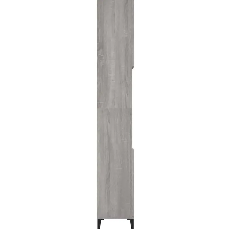 vidaXL - Badkamerkast 30x30x190 cm bewerkt hout grijs sonoma eikenkleur