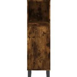 vidaXL - Badkamerkast 30x30x100 cm bewerkt hout gerookt eikenkleurig
