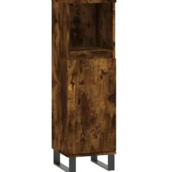 vidaXL - Badkamerkast 30x30x100 cm bewerkt hout gerookt eikenkleurig