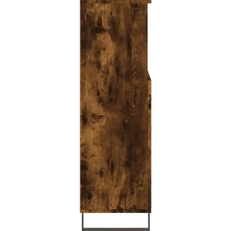 vidaXL - Badkamerkast 30x30x100 cm bewerkt hout gerookt eikenkleurig