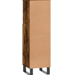 vidaXL - Badkamerkast 30x30x100 cm bewerkt hout gerookt eikenkleurig