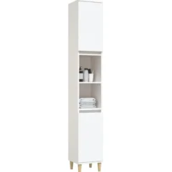 vidaXL - Badkamerkast 30x30x190 cm bewerkt hout wit