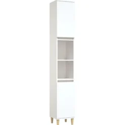 vidaXL - Badkamerkast 30x30x190 cm bewerkt hout wit